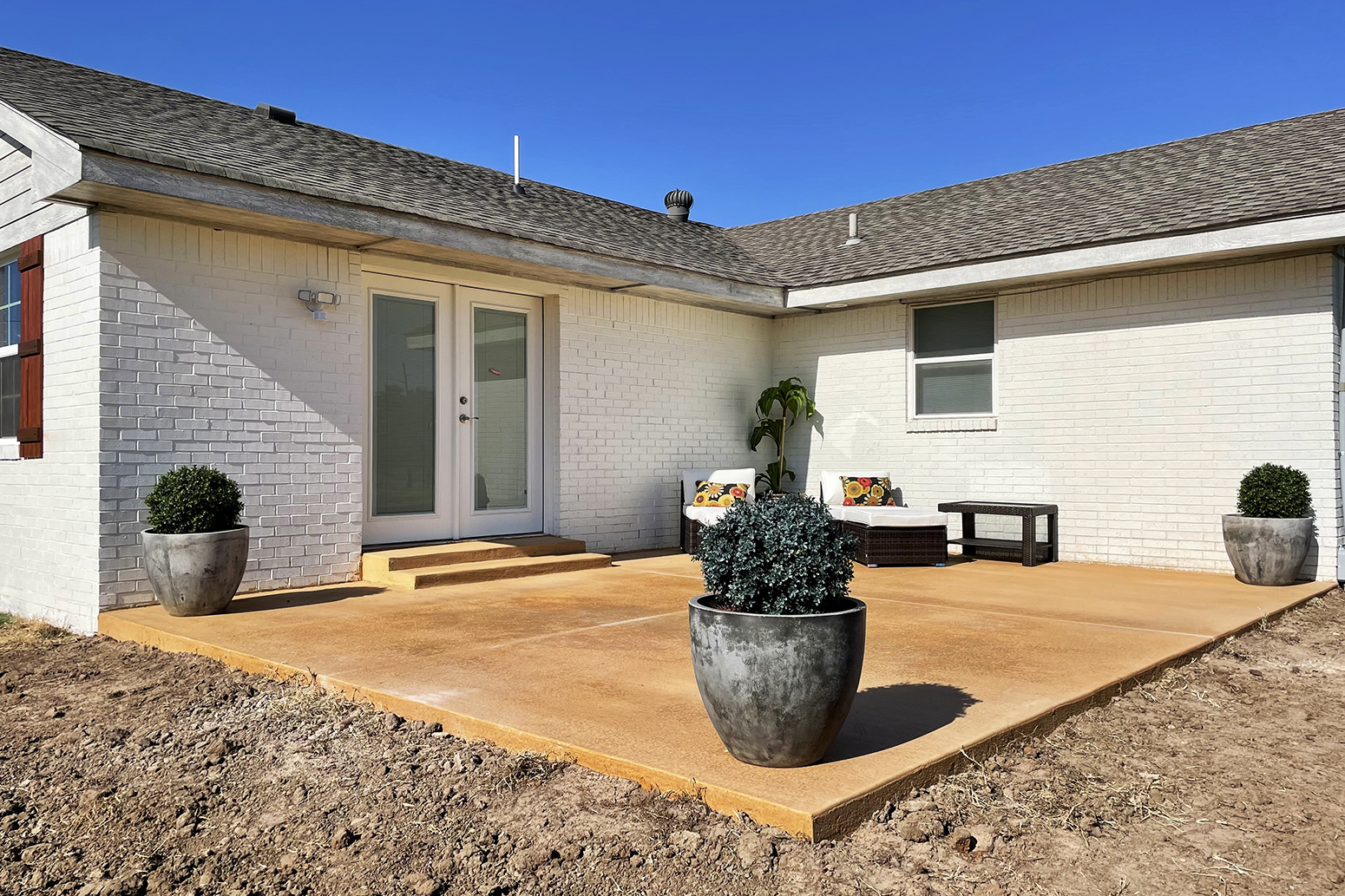 Wind damaged house roof with missing asphalt shingles after hurricane Ian in Florida. Repair of home rooftop concept